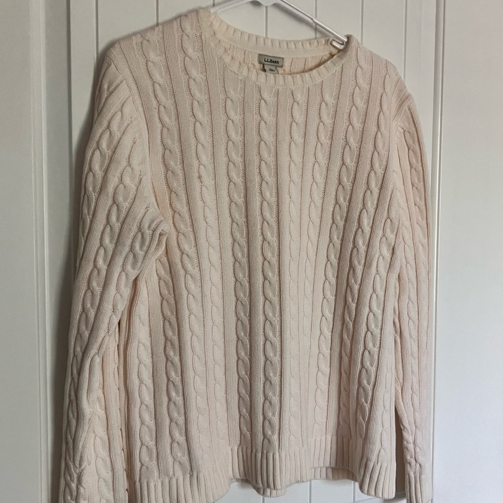 LL Bean Cable Knit Cream Sweater